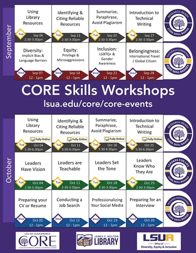 CORE Skill Badge Workshops Calendar graphic